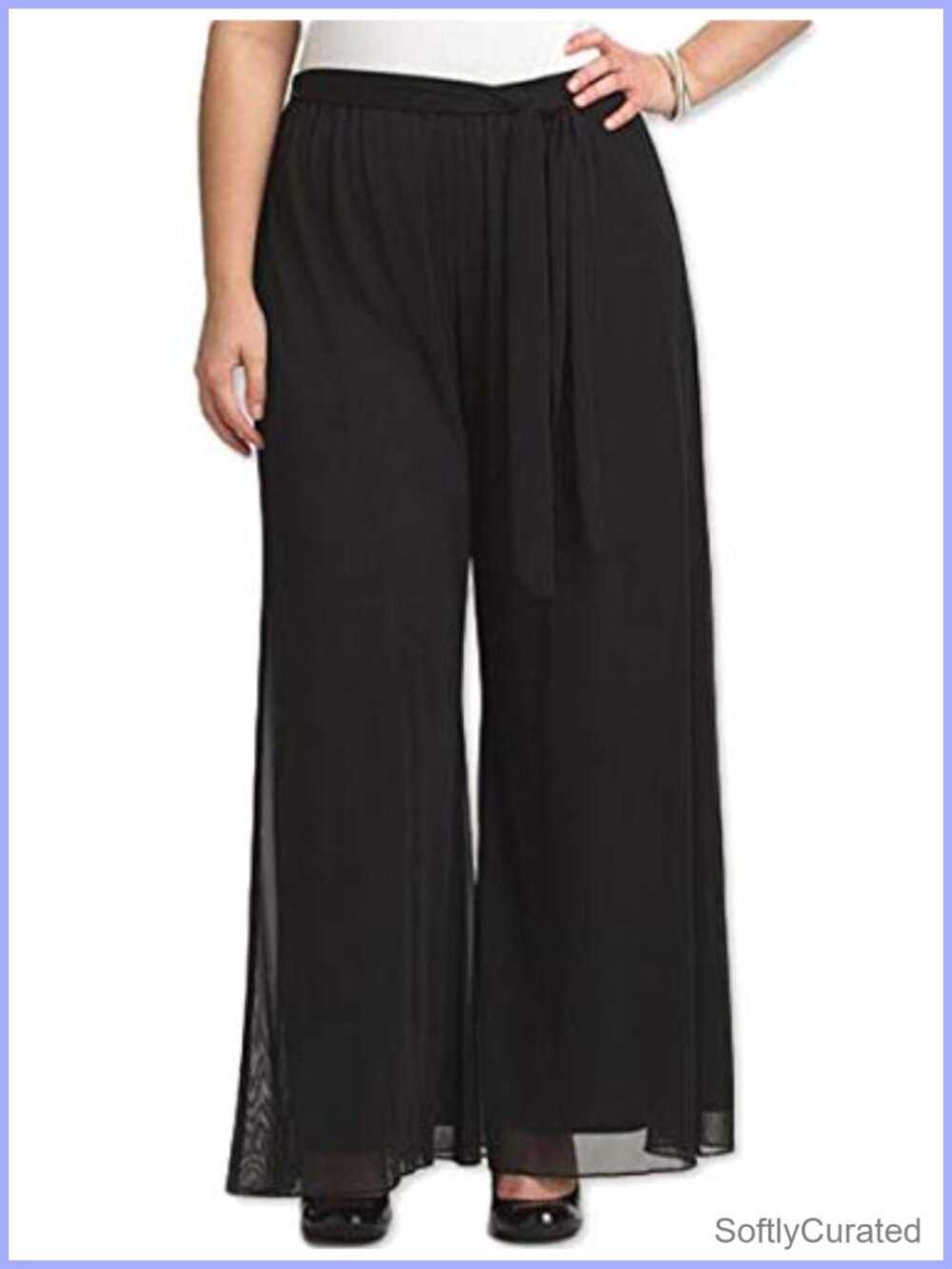 Long Wide Leg Palazzo Pants Plus Size Elastic Waistband Pull On Flared